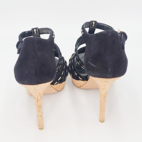 Dior Black Suede Stitched ANTICA Gladiator Caged Strappy Sandals Size 37.5 - Picture 6 of 8